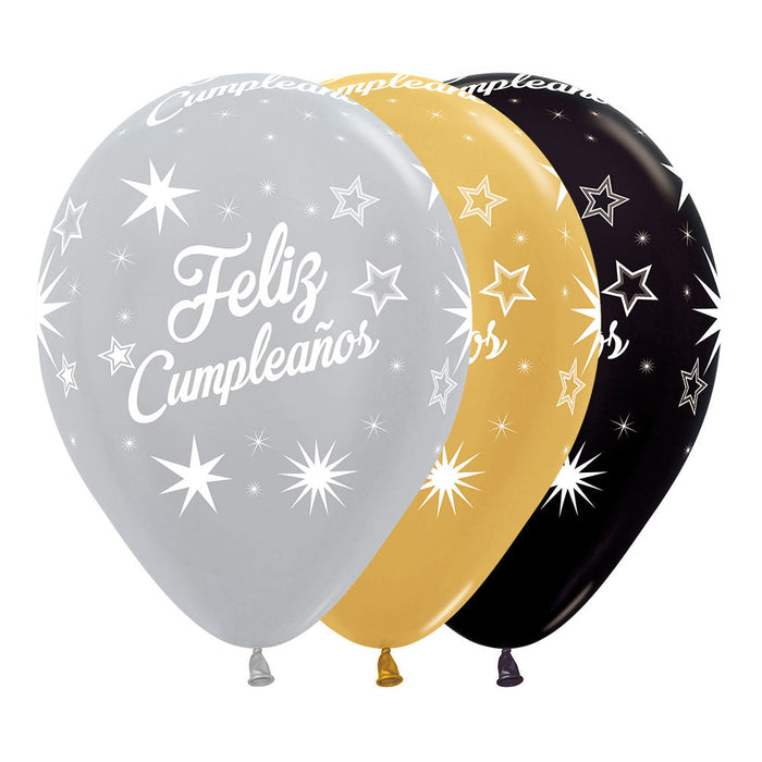 Globo Feliz cumpleaños Destellos Radiante Surtido Deluxe R12 X 12