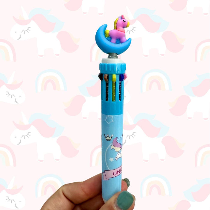 Esfero 10 Minas Multicolor Unicornio Azul X 1