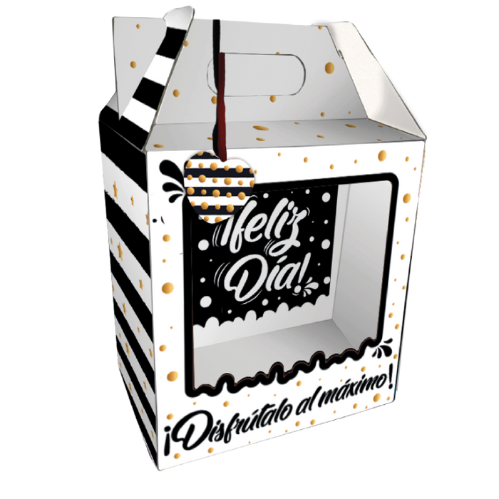 Caja Feliz Mediana Feliz Dia Blanco Negro x 1 unidad