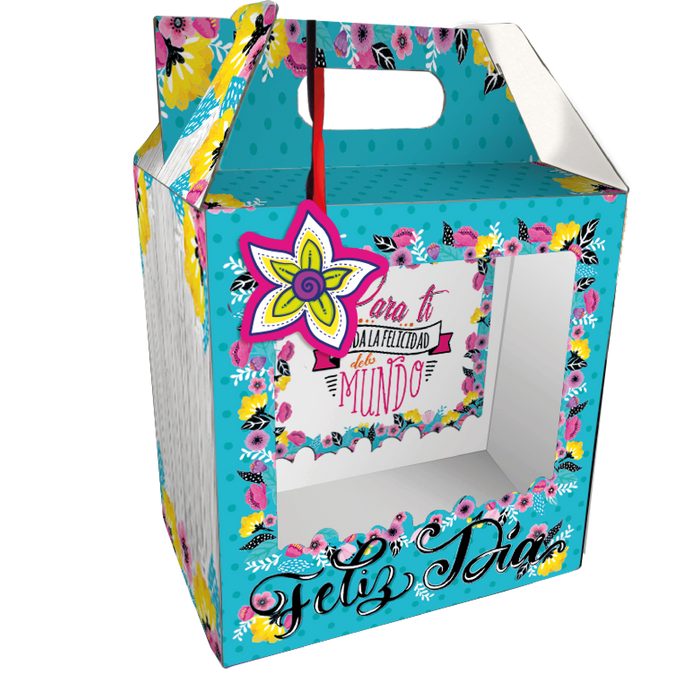 Caja Feliz Mediana Feliz Dia Flores x 1 Unidad