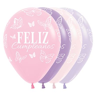 Globo Infinity Feliz Cumpleaños Mariposas Encantadas Fashion Surtido R12 x 50 Unidades Sempertex