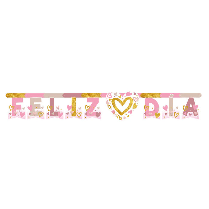 Cartel de Letras Metalizado Corazones Brillantes Feliz Dia x 1 Unidad Sempertex