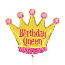 Globo Metalizado Corona Birthday Queen 14 "