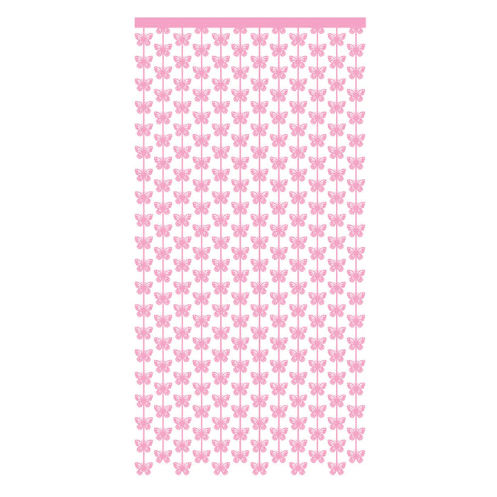 Cortina De Fiesta Metalizada Mariposas Rosada 2 MT X 1 MT Sempertex