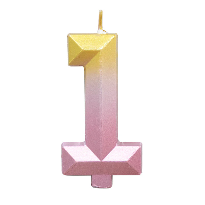 Vela Numerica Degradada Rosa - Dorado # 1 Sempertex x 1 Unidad
