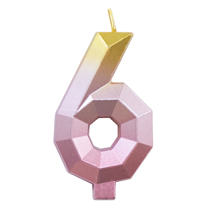 Vela Numerica Degradada Rosa - Dorado # 6 Sempertex x 1 Unidad