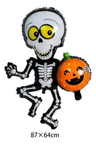 Globo Metalizado Halloween Esqueleto Con Calabaza 20" x 1 Unidad