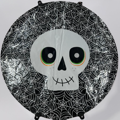Globo Metalizado Halloween Negro Calavera Telaraña 18” X 1 Unidad
