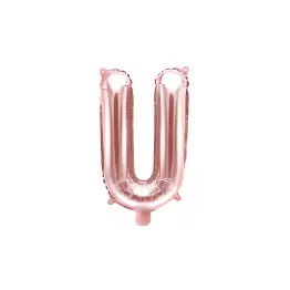 Globo Letra U Dorado Rosa 16"