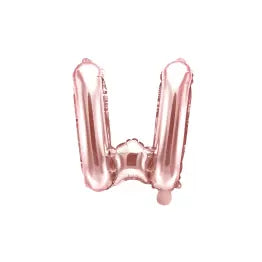 Globo Letra W Dorado Rosa 16"