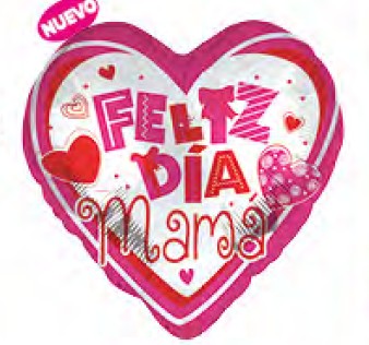 Globo Foil 18" Corazon Feliz Dia Mamá x 1 Unidad Sempertex