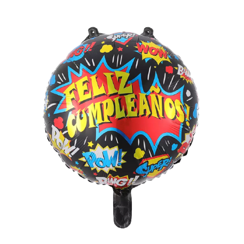 Globo Metalizado Redondo Feliz Cumpleaños Comic 18"