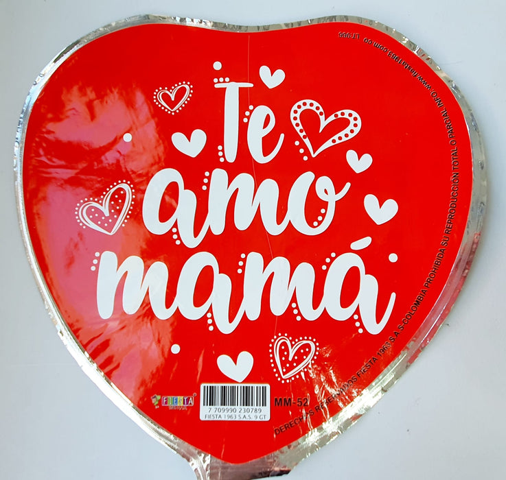 Globo Metalizado Corazon Mensaje Mama 10" X Unidad Ref. 1
