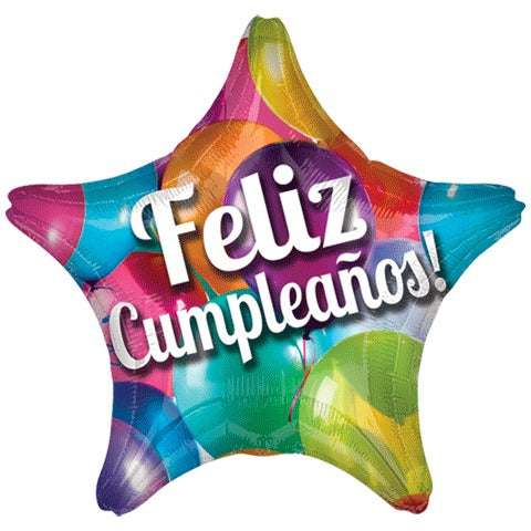 Globo Metalizado Estrella Feliz Cumpleaños Globos Multicolor 18"