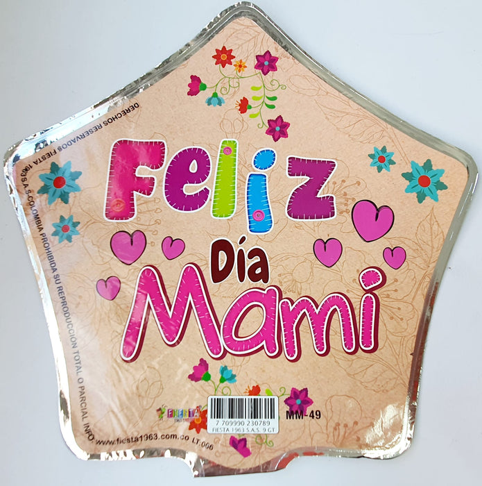 Globo Metalizado Estrella Mensaje Mama 10" X Unidad Ref. 2