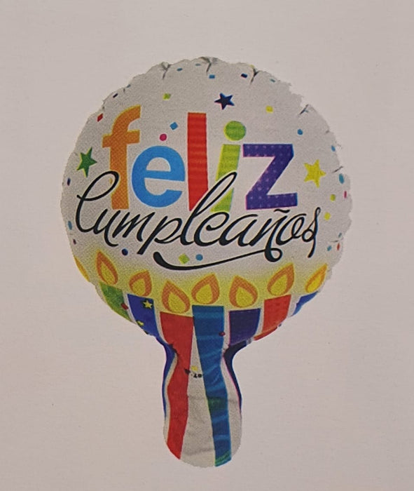 Globo Metalizado Redondo Feliz Cumpleaños Velitas Coloridas 6" Festella