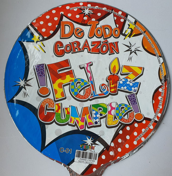 Globo Metalizado Redondo Mensaje 10" X Unidad Ref. 2