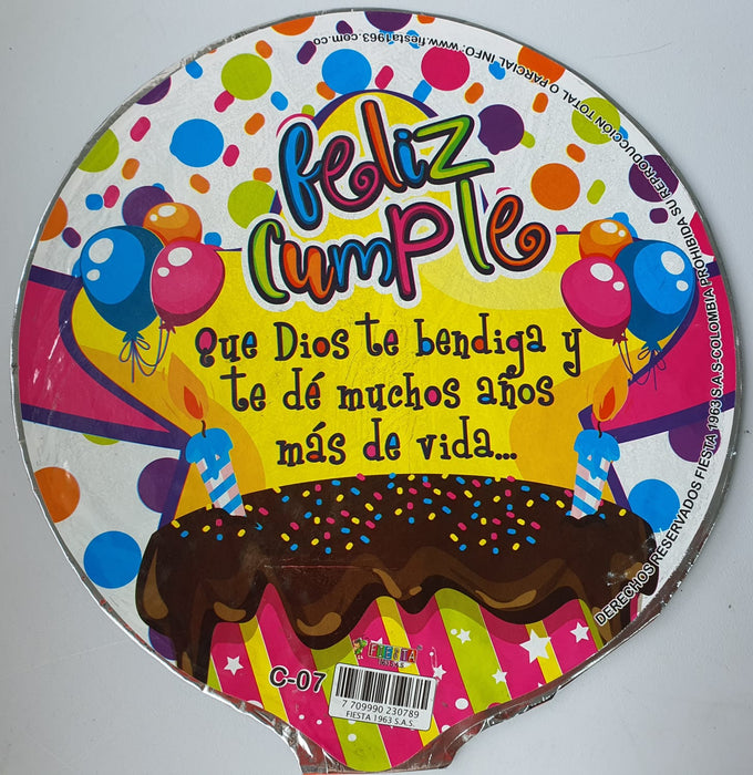 Globo Metalizado Redondo Mensaje 10" X Unidad Ref. 3
