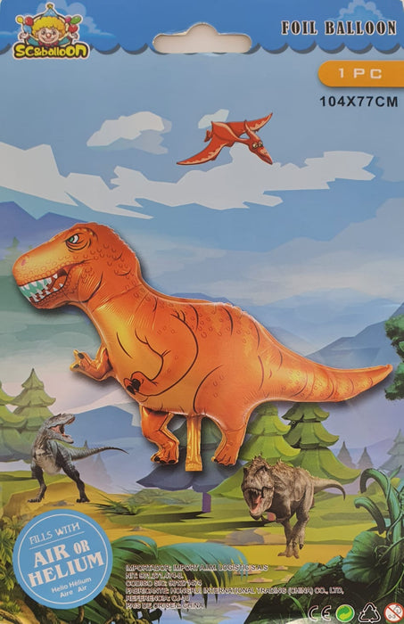 Globo Metalizado Tiranosaurio Rex Naranja 30"