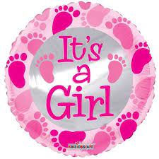 Globo Metalizado Redondo Its a Girl Huellitas Rosadas 18"