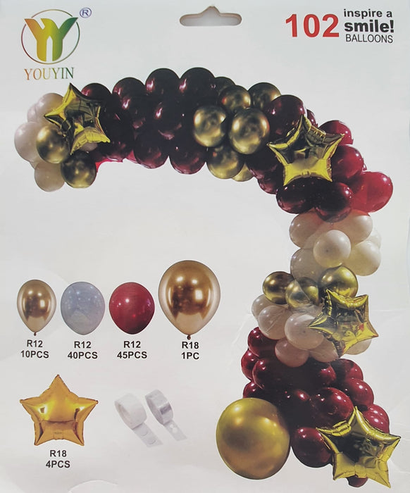 Kit de Globos Fiesta Oro Red X 102 Piezas