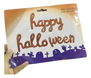 Letrero Happy Halloween Color Naranja X 3 Piezas