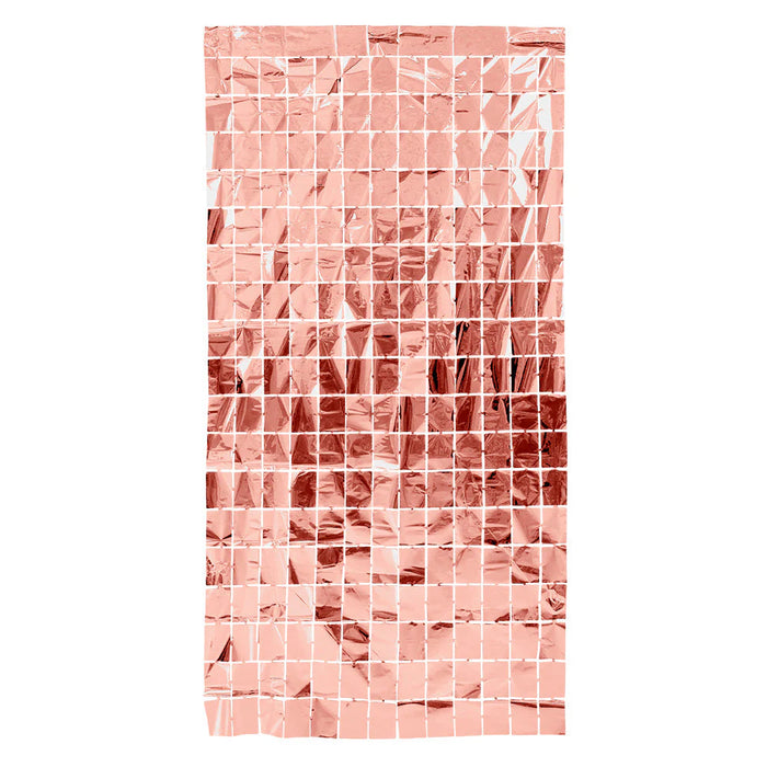 Cortina De Fiesta Mural Metalizado Dorado Rosa 2 MT X 1MT Sempertex