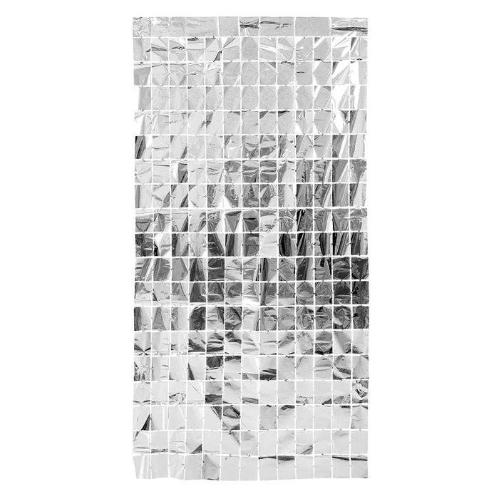 Cortina De Fiesta Mural Metalizado Plata 2 MT X 1MT Sempertex