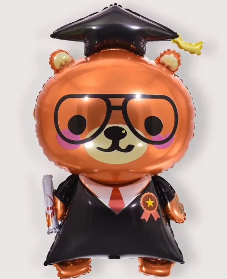 Globo Metalizado Oso Kawaii Graduado 14" X Unidad