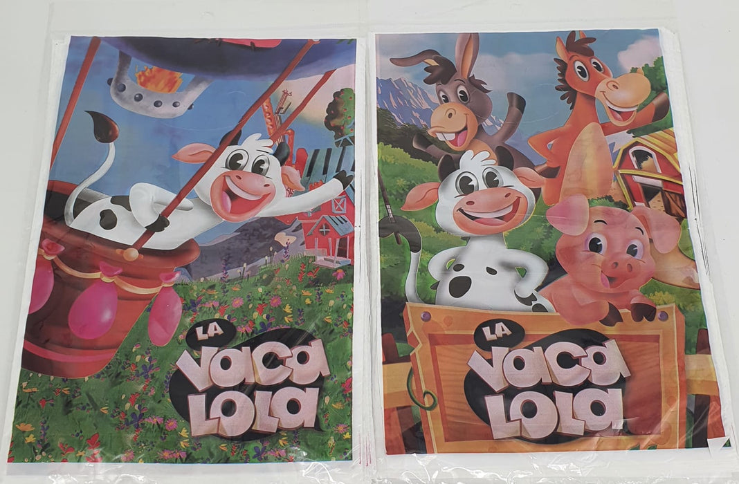 Paquete De Bolsas Para Sorpresa Impresa a Dos Caras La Vaca Lola X 20 Unidades