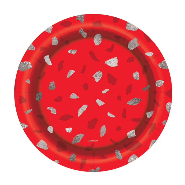 Plato 7" Terrazo Rojo x 8 Unidades