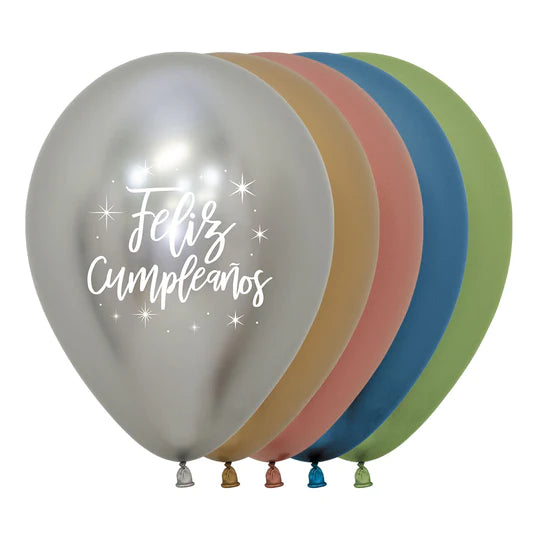 Globo Reflex Surtido Feliz Cumpleaños Radiante R12 x 12 Unidades