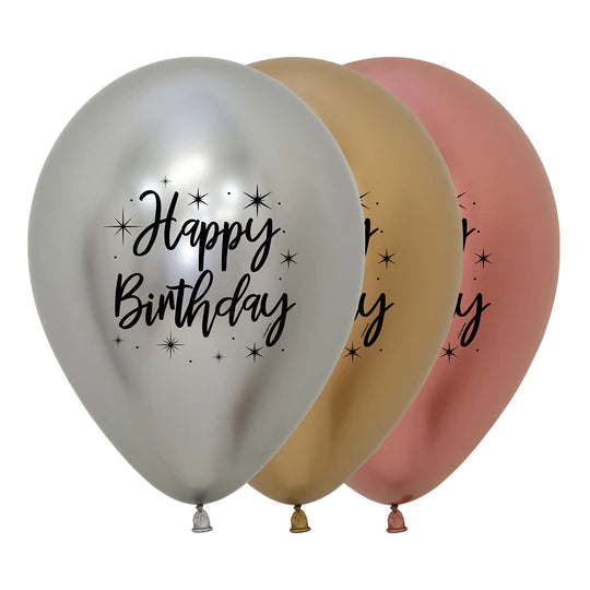 Globo Surtido Reflex Deluxe Happy Birthday R5 X 50 unidades Sempertex