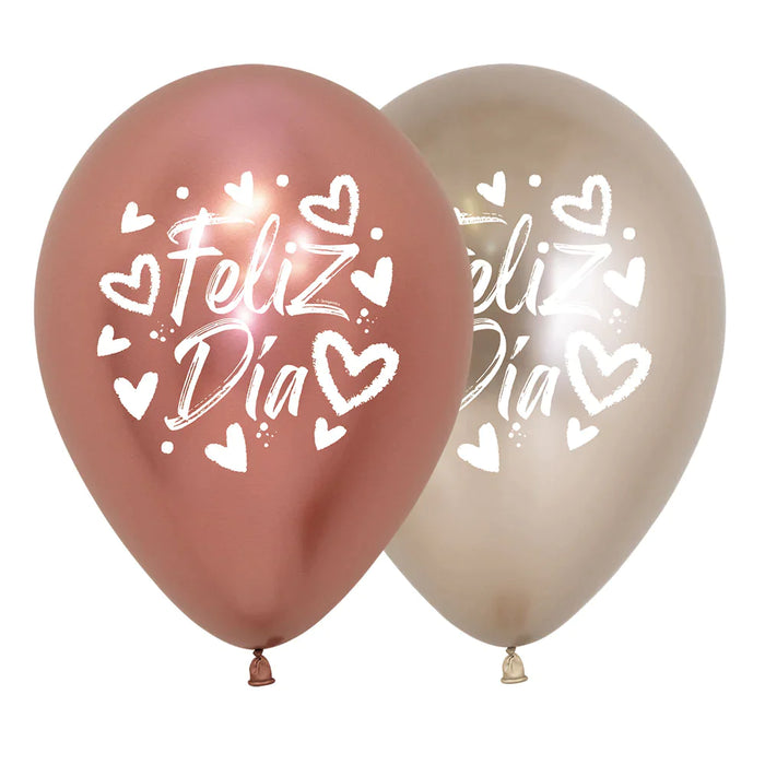 Globo Reflex Feliz Dia Corazones Brillantes R12 X 12 Unidades