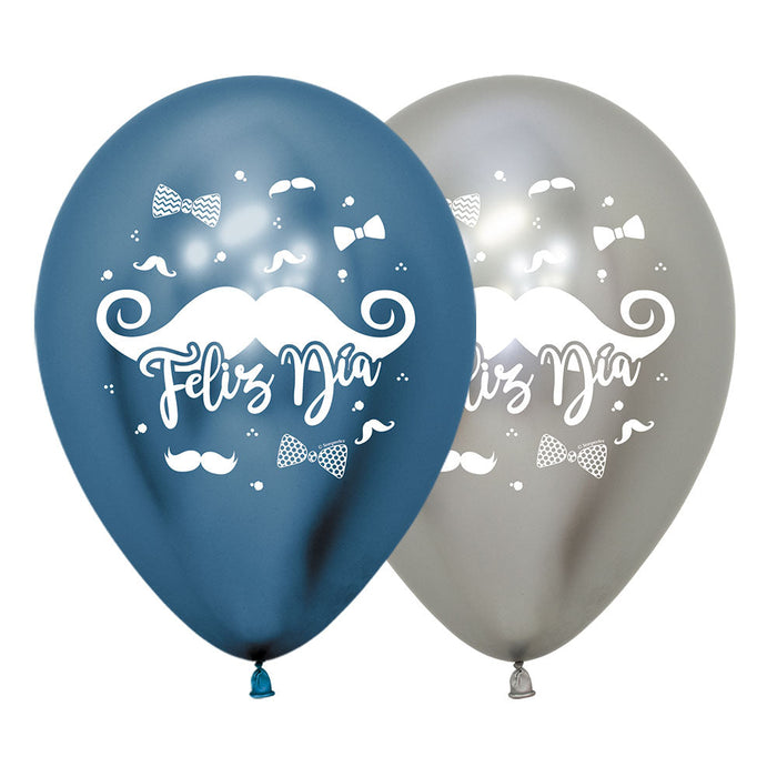 Globo Reflex Feliz Día Bigotes Impreso 2 Caras R12 x 12 Unidades Sempertex