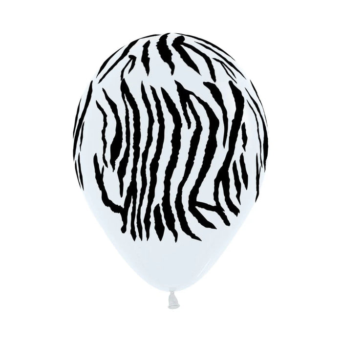 Globo Fashion Blanco Infinity Cebra R12 x 12 Unidades Sempertex