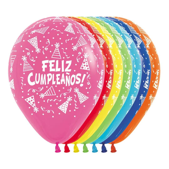 Globo Fashion Surtido Feliz Cumpleaños Gorritos R5 X 50 Unidades Sempertex
