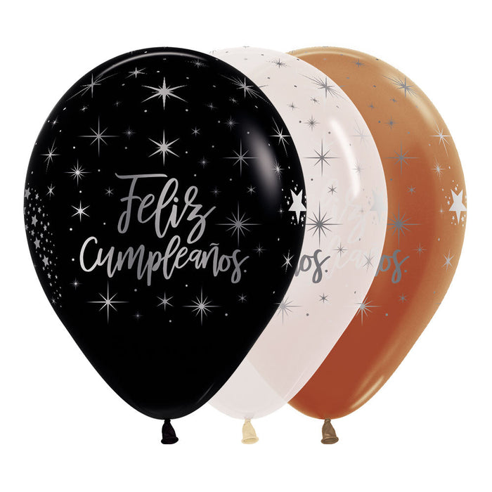 Globo Infinity Feliz Cumpleaños Radiante Mink R 12 x 12 Unidades Sempertex