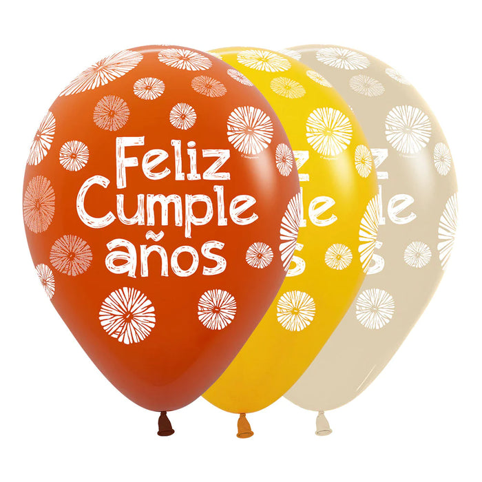 Globo Feliz Cumpleaños Citrus Naranja Surtido R12 x 12 Unidades Sempertex