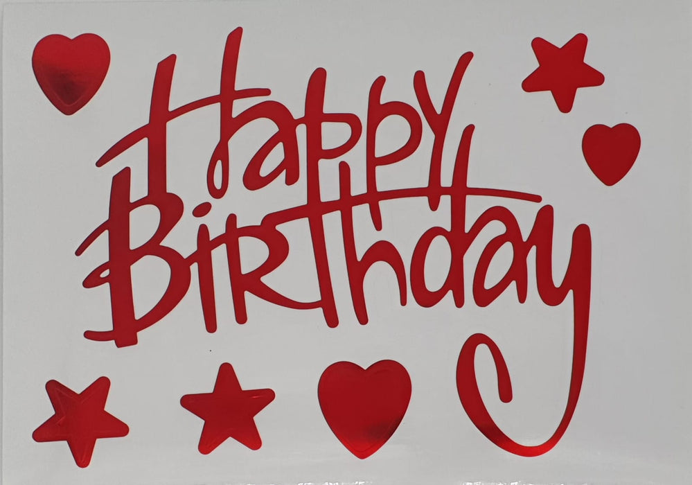 Sticker para Globo Happy Birthday Rojo 28 X 20 CM X 1 Unidad