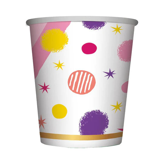 Vaso 9 Oz Feliz Cumpleaños Destellos X 8 Unidades Sempertex