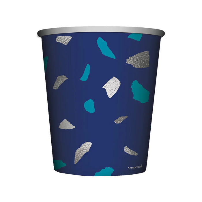 Vaso 9 0z Terrazo Azul x 8 Unidades