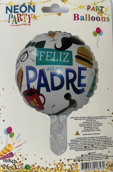 Globo Metalizado Redondo Mostacho 10”