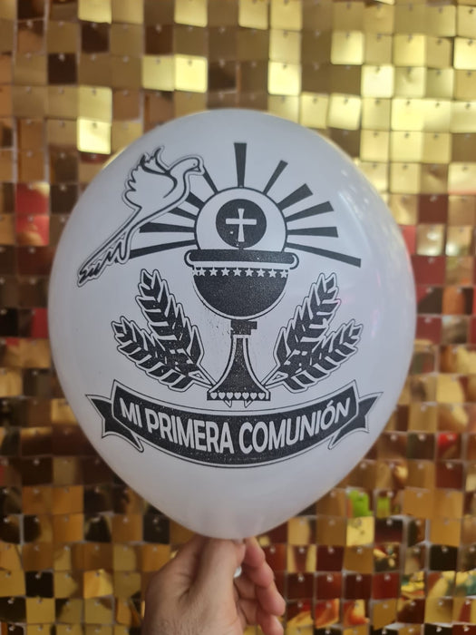 Globo Primera Comunion R12 Blanco x 20 Unidades