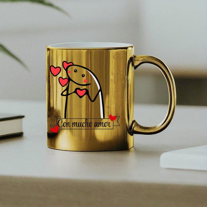 Mug Dorado Espejo Flork Amor 11 Oz Ref. 4 x 1 Unidad