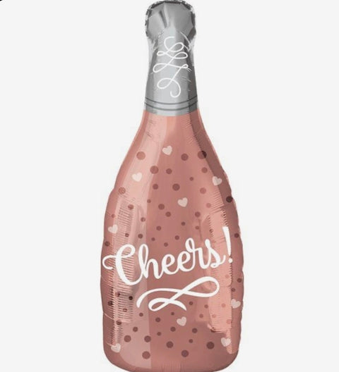 Globo Metalizado Botella Champaña Rosada Cheers 35" Festella
