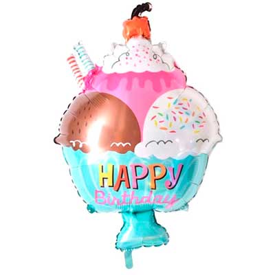 Globo Metalizado Copa de Helado Happy Birthday 14" Festella