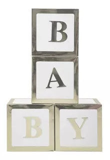 Set de Cubos Transparentes de 30 x 30 x 30 cm Baby Plateados