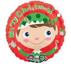Globo Metalizado Redondo Duende Merry Christmas 18"