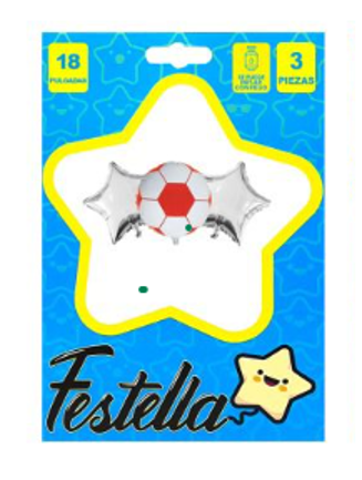 Kit Globo Balón Rojo Estrellas Plateadas X 3 Piezas 18" Festella